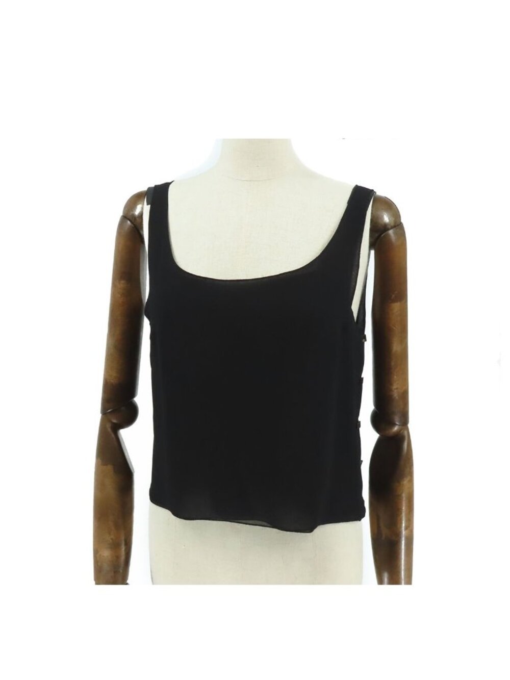 Chanel Sheer Tank Top Black Silk Camisole Top 36
